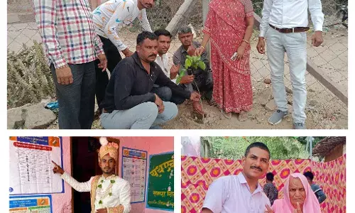 बूथों पर हुआ पौधारोपण, बारात में जाने से पहले दूल्हे ने किया मतदान