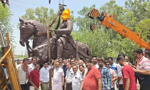 पांसल चौराहे पर हुई महाराणा प्रताप मूर्ति स्‍थाप‍ित, लोकार्पण बाद में