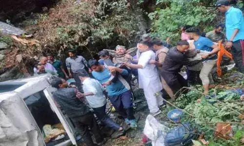 खाई में गिरी सवारियों से भरी मैक्स, 7 की मौत