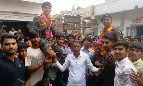 अग्निवीर अनुराग व हंसराज का डीजे के साथ जुलूस निकाला