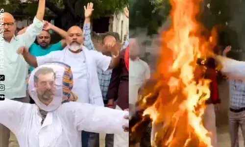 काशी में राहुल गांधी का फूंका पुतला, हिन्दू के अपमान से खफा लोग