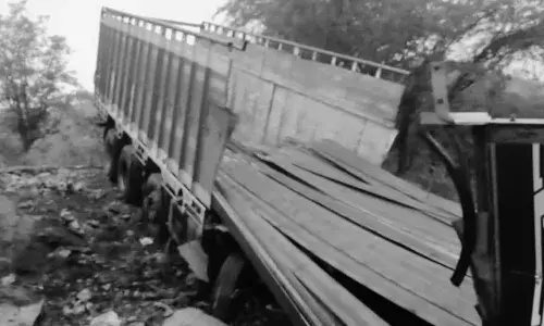 जोधपुर जा रहा ट्रक खाई में गिरा, खलासी की मौत