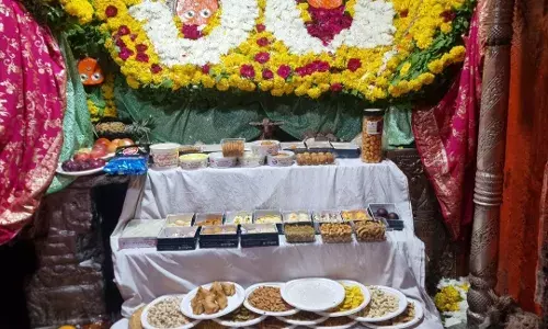 माता को भेंट की पोशाक, लगाया छप्पनभोग