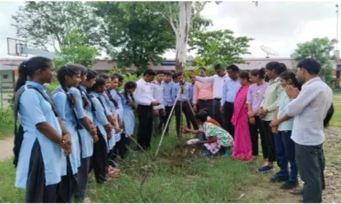 पौधों को रक्षा सूत्र बांधकर मनाया संस्कृत दिवस