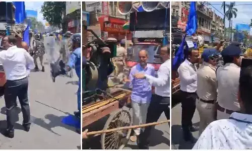 भारत बंद रोकने उतरे सिपाही ने SDM पर बरसा दी लाठी