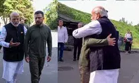यूक्रेनी राष्ट्रपति जेलेंस्की की पीठ पर रखा हाथ