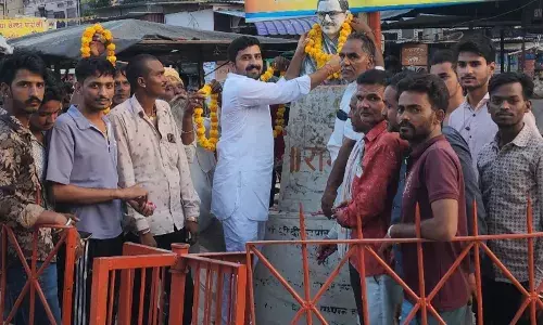 पारोली मे भाजपा कार्यकर्ताओं ने प्रतिमा पर माल्यार्पण किया