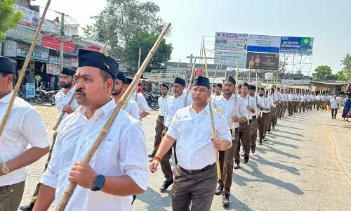 शाहपुरा में राष्ट्रीय स्वयंसेवक संघ का भव्य पथ संचलन, 700 स्वयंसेवकों ने लिया भाग