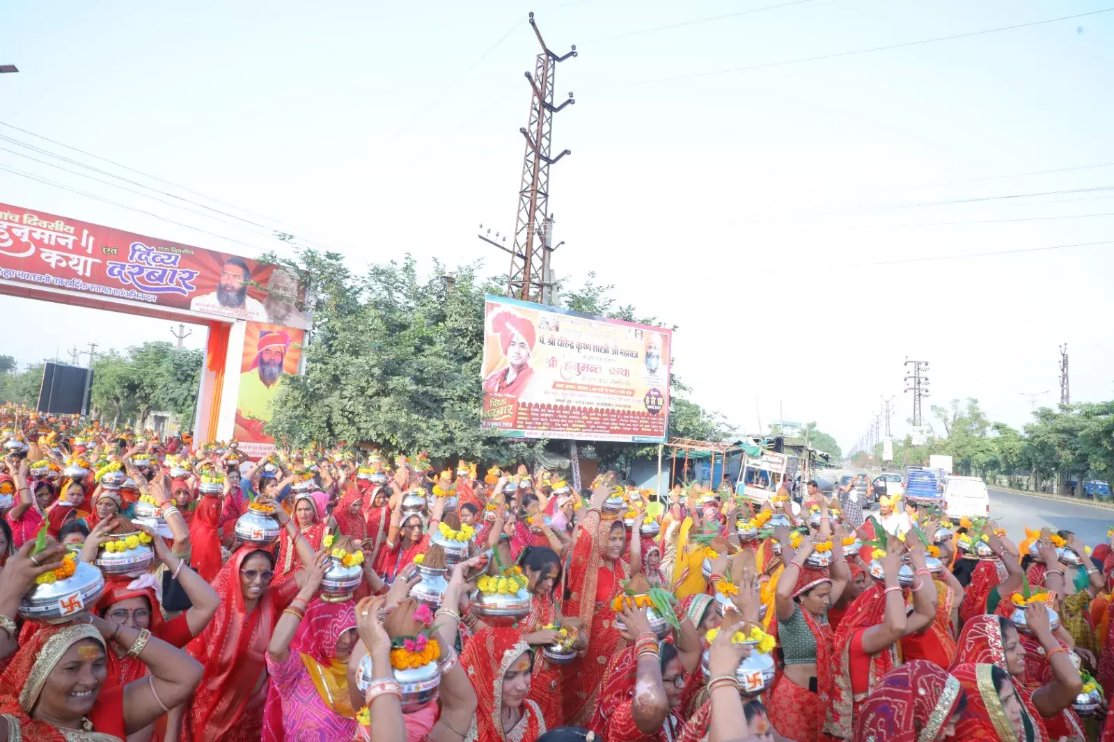 हनुमन्त कथा आज से , भव्य कलश शोभायात्रा  निकाली, पूरी हुई तैयारियां
