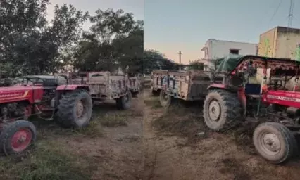 खारी नदी में पुलिस की दबिश, चार ट्रैक्टर-ट्रॉली जब्त, माफिया फरार