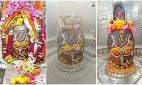 भस्म आरती में भगवान गणेश के स्वरूप में सजे बाबा महाकाल, मस्तक पर लगाया सूर्य, चंद्र और त्रिनेत्र