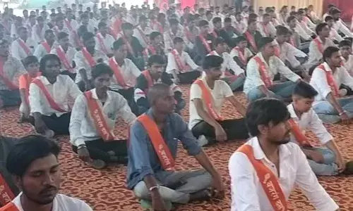 हमीरगढ़ में बजरंग दल की हुई विराट त्रिशूल दीक्षा, शौर्य संचलन का जगह-जगह स्वागत