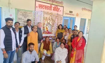 विद्यालय परिवार ने बनाया, सरस्वती मंदिर आज हुई मूर्ति स्थापना