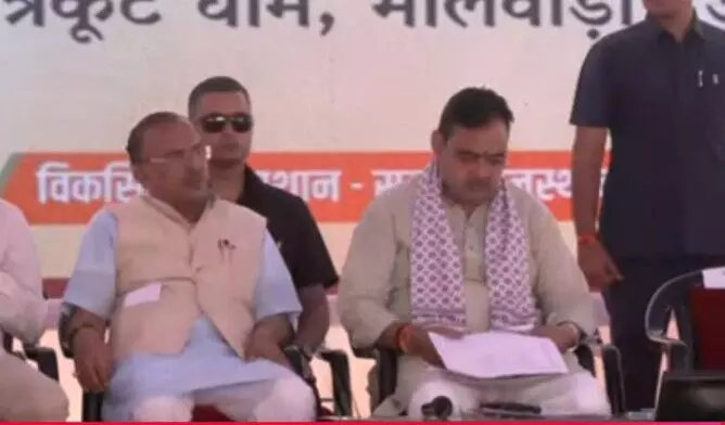 समारोह में सीएम  ... मुख्यमंत्री भजन लाल शर्मा कर रहे  हे संबोधित