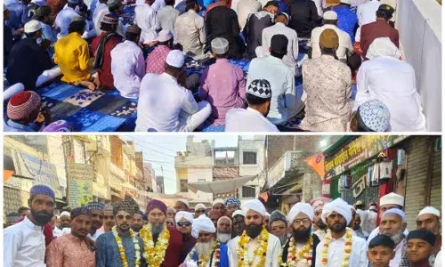 हमीरगढ़ में ईद का जश्न:सैकड़ो लोगों ने अदा की नमाज, एक दूसरे को दी मुबारकबाद