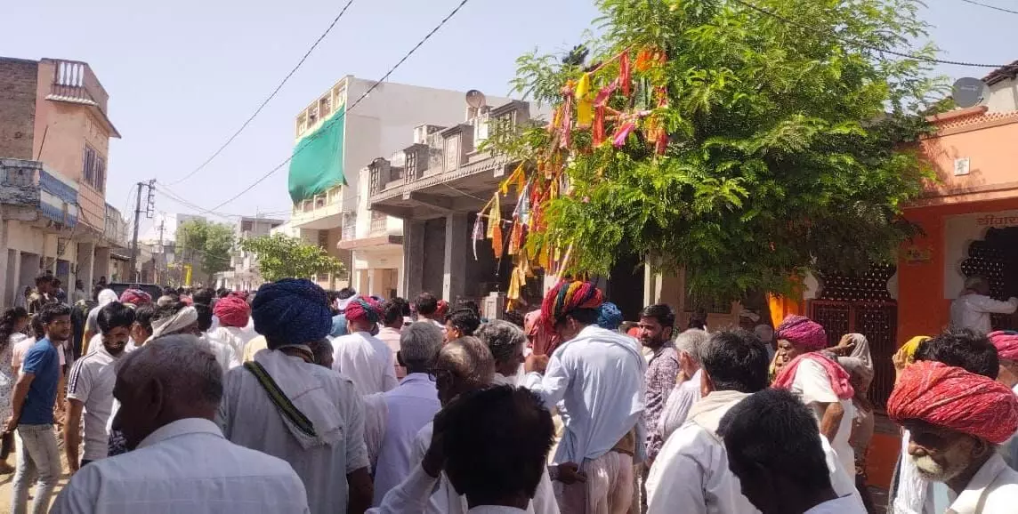 चावंडिया में निकला माताजी का नेजा, ज्वारा विसर्जन किये