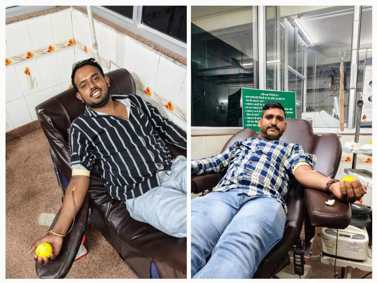 फौजी व गुर्जर ने किया रक्तदान फौजी व गुर्जर ने किया रक्तदान