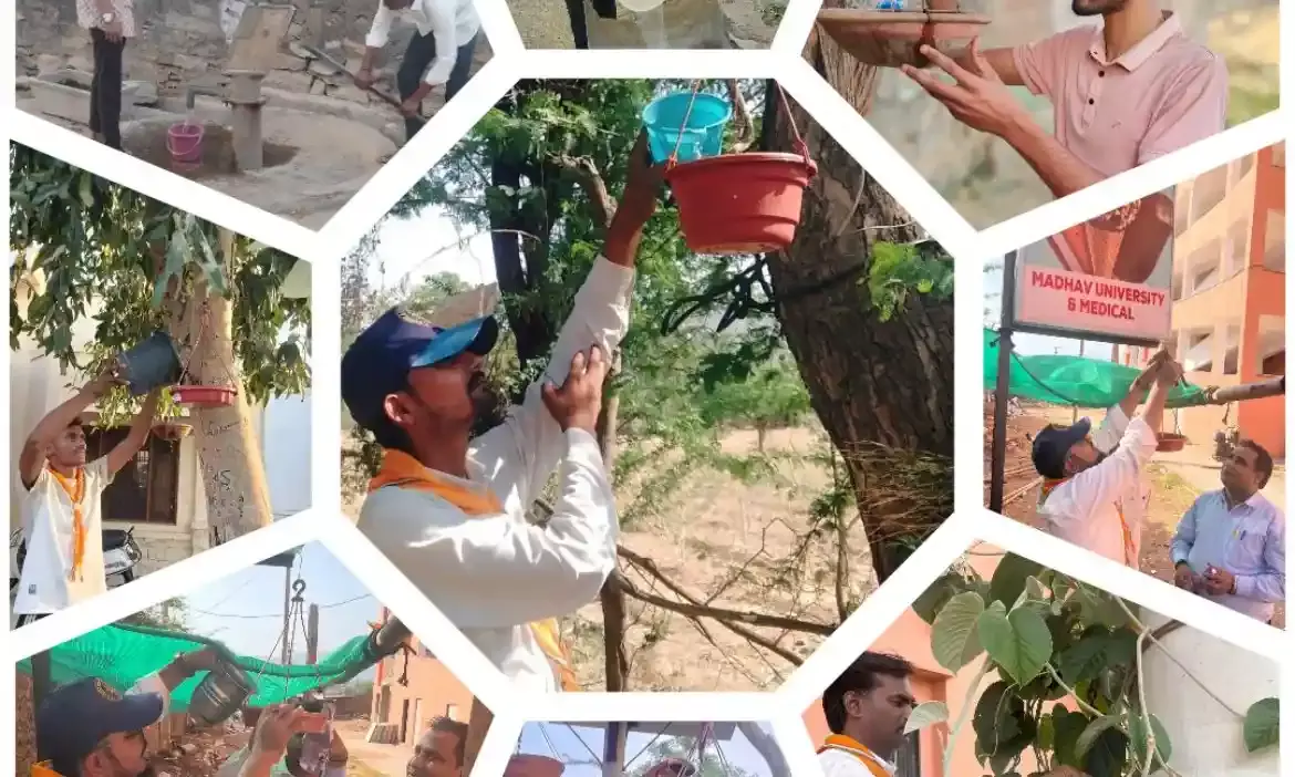 गर्मी में बेजुबानों के लिए माधव यूनिवर्सिटी की संवेदनशील पहल: ‘पानी का एक बर्तन, जीवन की एक उम्मीद’