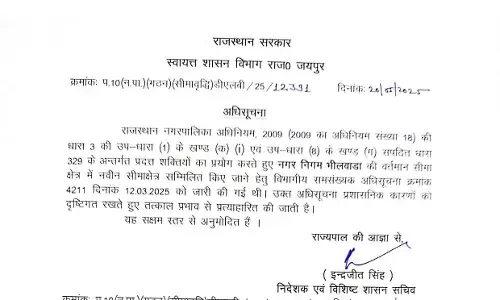 भीलवाड़ा नगर निगम में शामिल पंचायतो की सीमा के आदेश को किया निरस्त