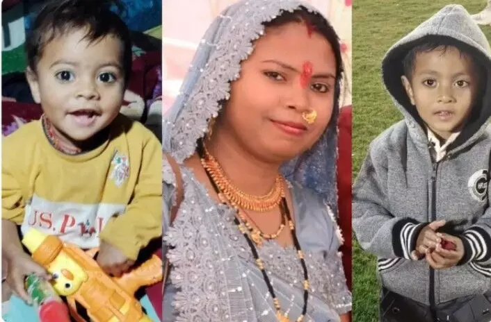 महिला और दो बच्चों की जली हुई हालत में मिली लाशे महिला और दो बच्चों की जली हुई हालत में मिली लाशे