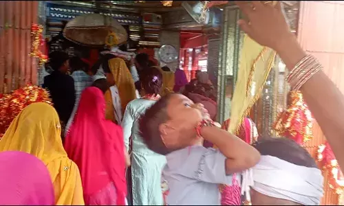 धनोप माता में चित्तौड़ी अष्टमी पर लगा भक्तों का तांता