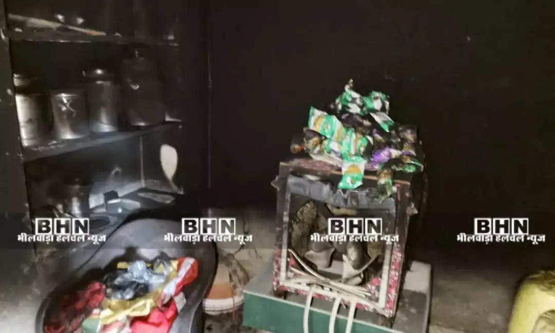 फ्रिज में लगी आग,किराने का सामान,पंखा,कूलर भभका,कमरे की दीवारों में आई दरारे