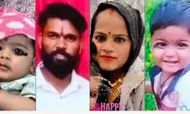 डंपर ने  बाइक सवार दो बच्चों और पिता को  कुचला, मौत  मां का पैर कटा