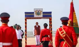 घाना में प्रधानमंत्री मोदी का भव्य स्वागत