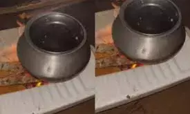 शौचालय को बनाया किचन, संडास पर पकाया खाना