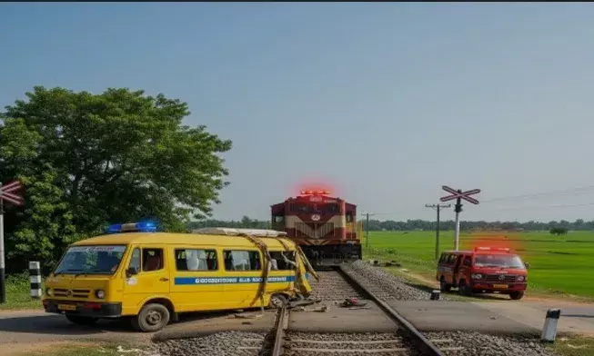 तमिलनाडु में रेलवे लाइन क्रॉस कर रही स्कूल बस को ट्रेन ने मारी टक्कर, 3 छात्रों  की मौत; कई घायल