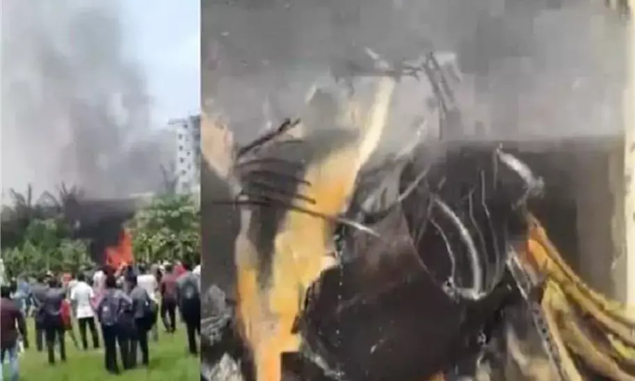 कॉलेज के ऊपर गिरे सैन्य विमान के भयानक वीडियो आए सामने, बुरी तरह जले छात्र तड़पते-भागते नजर आए !