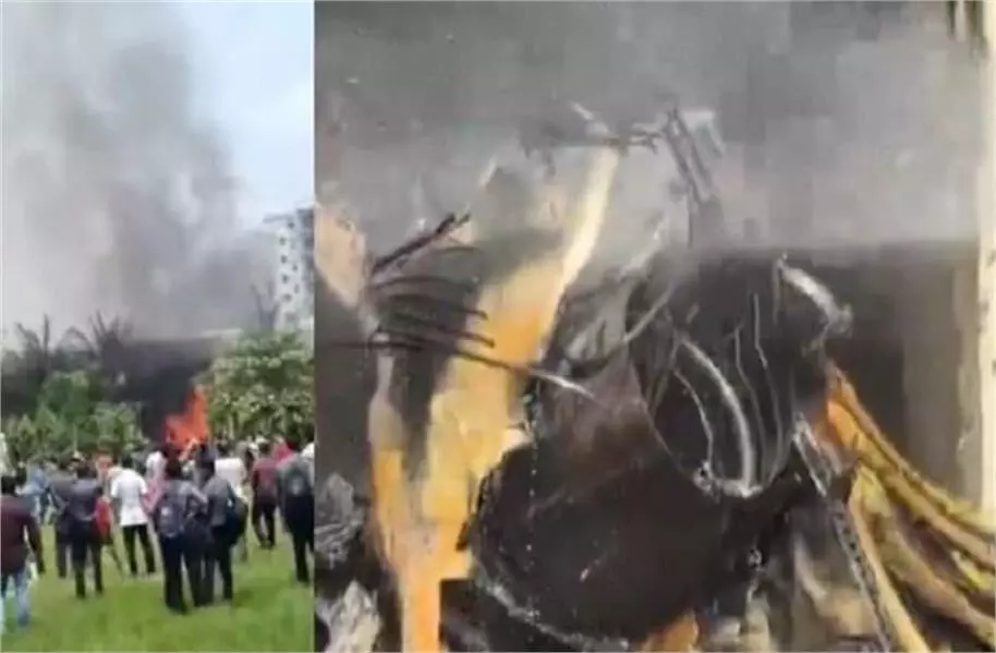 कॉलेज के ऊपर गिरे सैन्य विमान के भयानक वीडियो आए सामने, बुरी तरह जले छात्र तड़पते-भागते नजर आए !