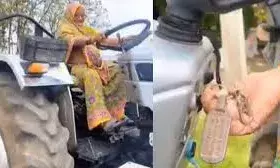 बूढ़ी अम्मा ने स्वैग से चलाया ट्रैक्टर