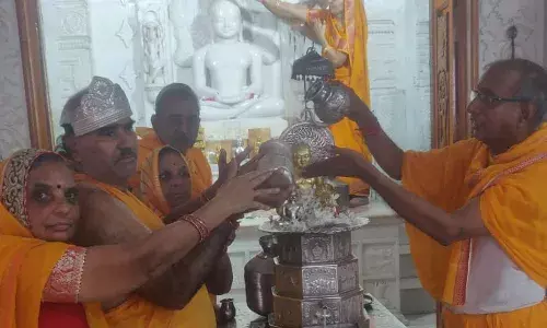 पदम प्रभु दिगंबर जैन मंदिर पहाड़ा में 16 दिवसीय शांति विधान प्रारंभ
