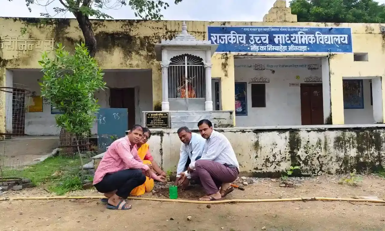 हरियाली तीज पर विद्यालय में  किया वृक्षारोपण