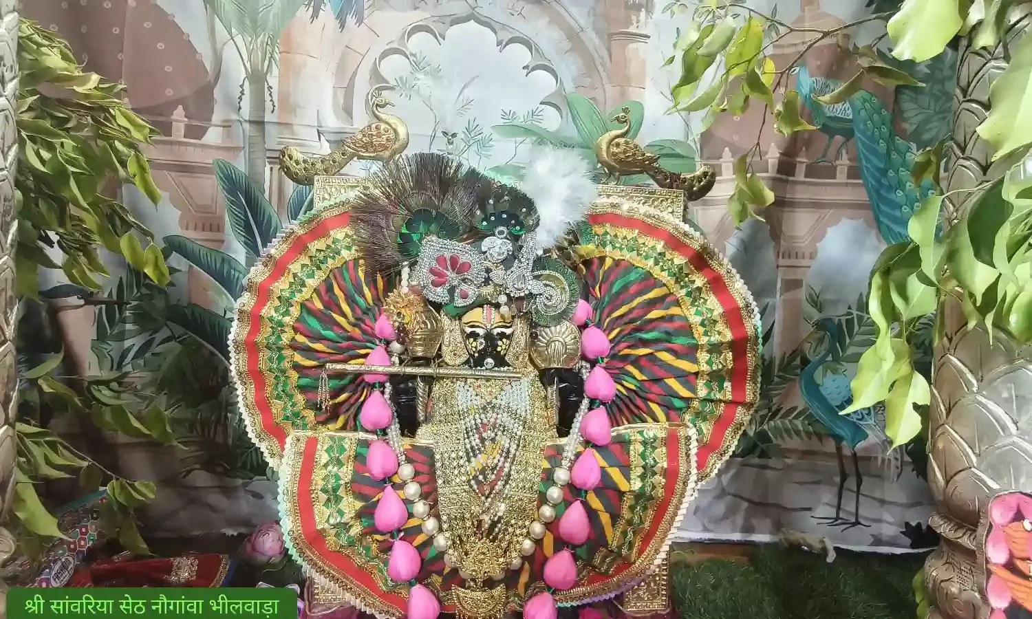 हरियाली तीज पर सांवलिया सेठ मंदिर का किया लहरिया श्रृंगार, जन्माष्टमी पर सजेगी झांकियां