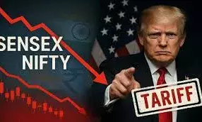 ट्रंप के टैरिफ अटैक से भारतीय शेयर बाजार में भारी गिरावट: सेंसेक्स 600 अंक से ज़्यादा लुढ़का