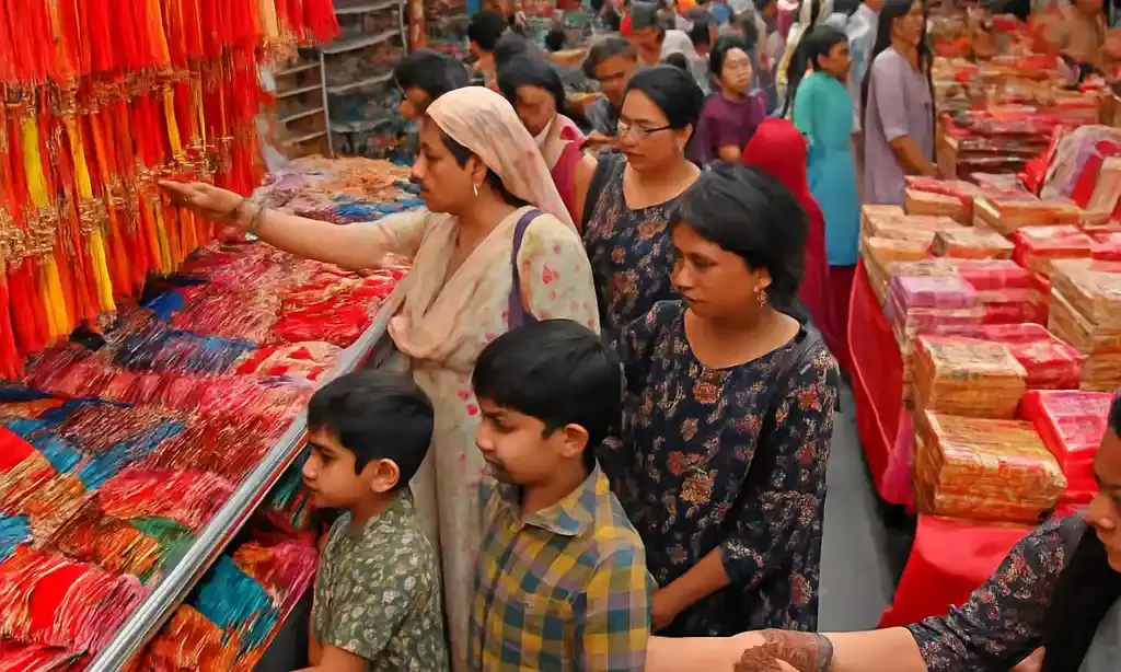 आज बंधेगे रक्षा सूत्र  ,भीलवाड़ा में राखी पर बाजार गुलजार, दिनभर रही रौनक  राखी, मिठाई, उपहार और श्रीफल की जमकर हुई खरीदारी