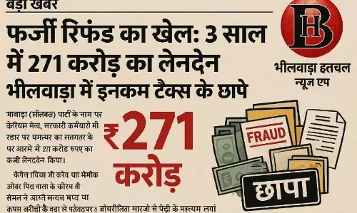 " 3 साल में 271 करोड़ का लेनदेन, भीलवाड़ा में इनकम टैक्स के छापे"     पार्टी कार्यालय बताया यूपी कर्ताधर्ता भीलवाड़ा में, इनमें सरकारी कर्मचारी भी !