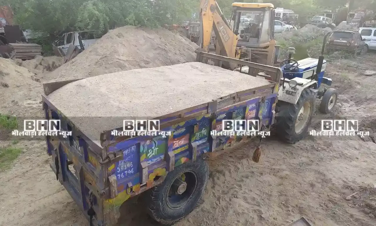 मांडल में अवैध बजरी से भरा ट्रैक्टर-ट्रॉली जब्त