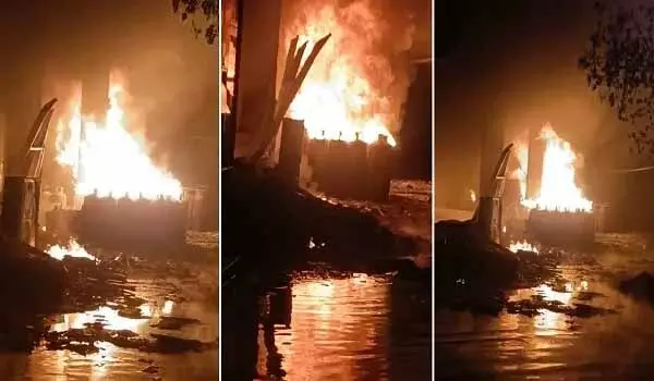 पाली में एक फैक्ट्री के गैस प्लांट में लगी आग, एक के बाद एक आग से 10 गैस सिलेंडरों में हुआ विस्फोट