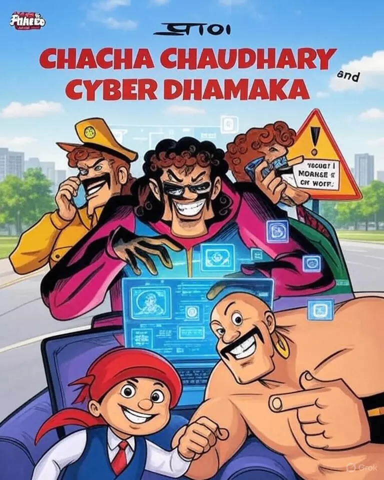 सिर पर मंडरा रहा धोखाधड़ी का खतरा: चाचा चौधरी ने चेताया, साबू, सतर्क रहना!, भीलवाड़ा में ठगों का मायाजाल