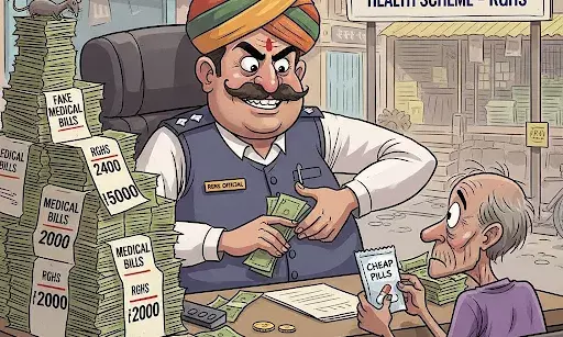 सफेदपोशों का काला खेल: RGHS की सेहत पर डाका, दवा का मास्टरमाइंड सलाखों के पीछे! सफेदपोशों का काला खेल: RGHS की सेहत पर डाका, दवा का मास्टरमाइंड सलाखों के पीछे!