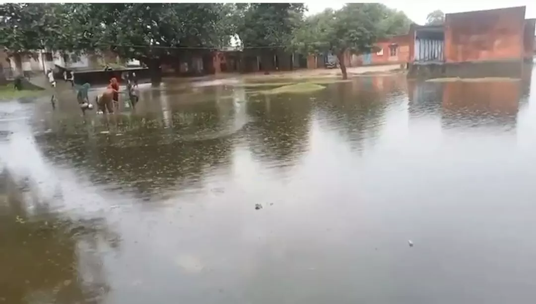 चांदमा विद्यालय में भरा बरसात का पानी, स्कूली बच्चों पर मंडरा रहा खतरा, प्रशासन मोन।
