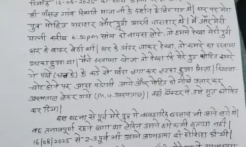 पिता ने लगाई बेटे के खुदकुशी के कारणों की जांच की गुहार, एसपी को दिया प्रार्थना-पत्र
