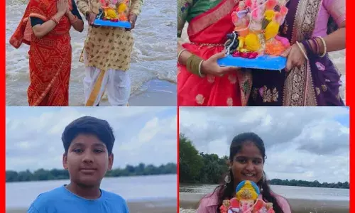 अगले बरस तू जल्दी आ के साथ गणपति बप्पा का किया विसर्जन