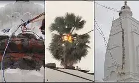 आकाशीय बिजली का कहर, आश्रम के शिव मंदिर का शिखर हुआ नुकसानग्रस्त