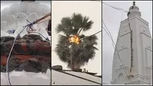 आकाशीय बिजली का कहर, आश्रम के शिव मंदिर का शिखर हुआ नुकसानग्रस्त