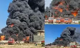 केमिकल फैक्टरी में लगी भीषण आग, धमाकों से दहला इलाका; लोगों में मची अफरा-तफरी