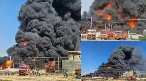 केमिकल फैक्टरी में लगी भीषण आग, धमाकों से दहला इलाका; लोगों में मची अफरा-तफरी